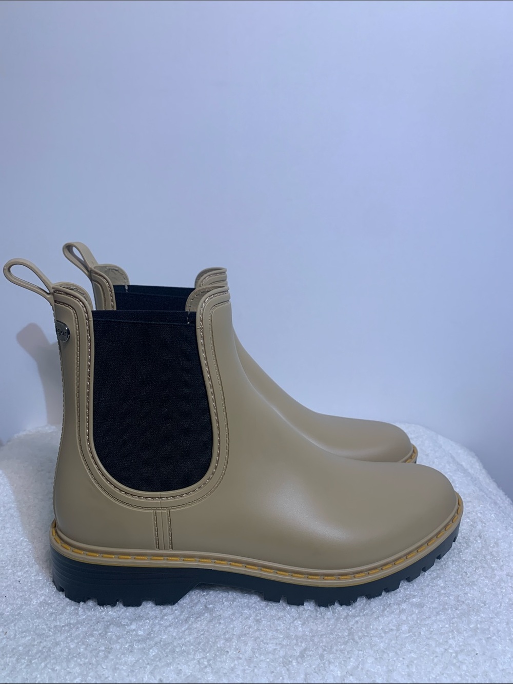Igor Taupe Chelsea Rain Booties with Black Elastic